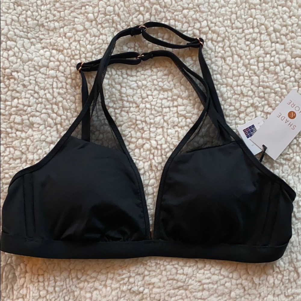 Shade & Shore Black Bikini Top Mesh Detail